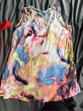 Vera Wang Multicolor Abstract Tie-Dye Tank Top